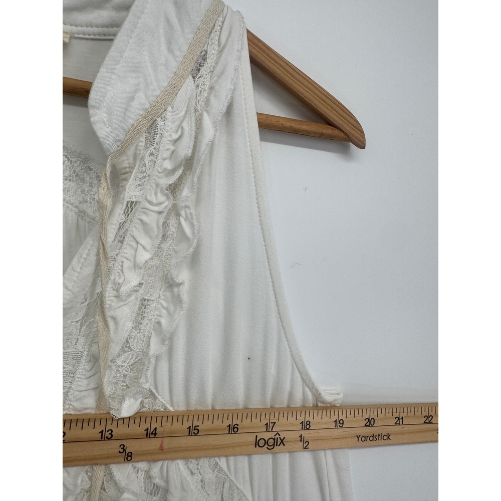 POL Tunic Dress Lace Ruffle Women M Cream Boho Ethereal Festival Victorian - Picture 6 of 12